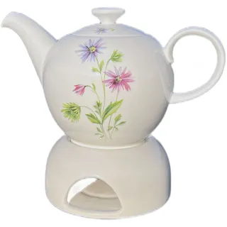 Dekomiro Teekanne Tea Logic Heidi Teekanne mit Stövchen, 1 l, (set, 2-St., Kanne Stövchen) weiß