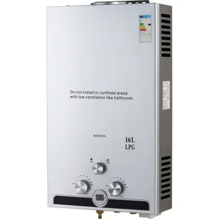 CO-Z 16L Gas Durchlauferhitzer LPG Warmwasserbereiter Durchlauferhitzer Warmwasserspeicher Heißwasserbereiter Boiler Tankless Instant Boiler (16L)