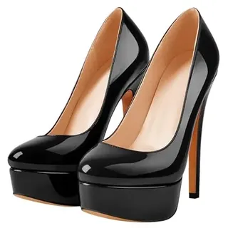 MissHeel Damen Pumps mit Plateau Elegante Stöckelschuhe Pumps Schwarz EU 39 - 39 EU