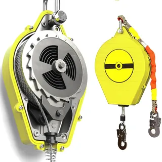 Höhensicherungsgerät, 3m/5m/7m/10m/15m/20m Zertifiziertes Absturzsicherung Einziehbar mit Stahlseil, Gelb Absturzsicherung Abseilgerät für Dach und Arbeiten in der Höhe, Belastung: 150kg (7m)