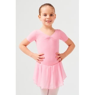 tanzmuster Chiffonkleid Ballettkleid Betty mit Glitzersteinen Mädchen Ballettbody mit Chiffon Röckchen rosa 128/134