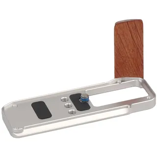 SZZCNOX X-M5 Holz-Handgriff, L-Halterung für Fuji XM5, Schnellentriegelung, L-Form, Griff für Fujifilm X-M5, Aluminium-Basis, Birnenholz, Seitengriff, Kamera-Zubehör (Silber)
