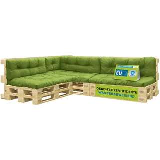 Pillows24 – Palettenkissen – 8-teiliges Set | Palettenauflage für Palettensofa | Sitz- und Rückenkissen für Europaletten | Palettenmöbel Indoor & Outdoor, Wasserabweisend | Made in EU | Lemon