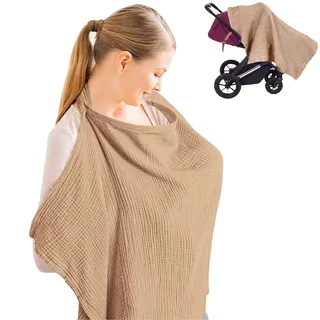 stillschürze nursing cover 1 Stück Stillabdeckung – weiche atmungsaktive Baumwolle Muslin – Mehrzweck-Abdeckung (Khaki)