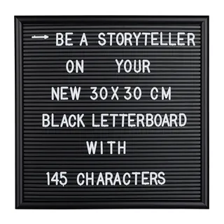 Relaxdays Letterboard, 145 Buchstaben, Zahlen, Sonderzeichen, 30x30 cm, Buchstabentafel zum Stecken, Kunststoff, Schwarz