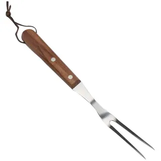 Angoily Fleischgabel Edelstahl Fleischschnitzgabel Grill Grillgabel mit Holzgriff Professionelle Klassische Metallkoch Gebogene Gabel für Hühnchen Rindfleisch Schweinefleisch Truthahn