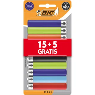 BIC - 20 Verschiedene Maxi-Feuerzeuge.
