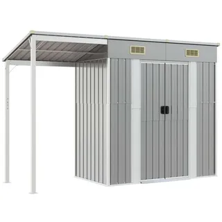 vidaXL Gartenhaus mit Schleppdach Hellgrau 277x107x181 cm Stahl