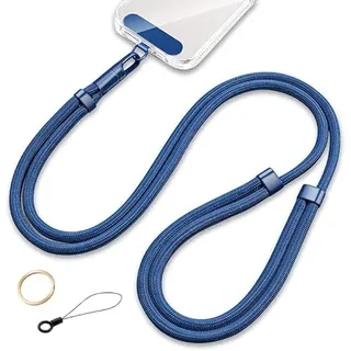 Casecret Handykette Universal Verstellbar Handyband zum Umhängen Handy Kette Lanyard Umhängeband für Damen Herren mit Patch Kordel für iPhone 17 Pro 16 Samsung Xiaomi Sport Reise Outdoor Angenehm Blau