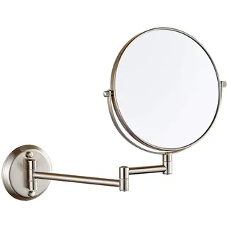 RHIYMWHKN 20,3 cm Wandspiegel, 360° drehbar, ausziehbarer Kosmetikspiegel, 3-fach/5-fach/7-fach/10-fache Vergrößerung, Rasierspiegel, klappbarer Wandspiegel, Badezimmer-Rasierspiegel (Nickel, 10-fach)
