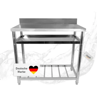 Lemodo Höhenverstellbarer Edelstahltisch, Robuster Arbeitstisch für Outdoorküche, Filetiertisch