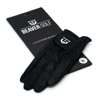 BEAVER GOLF Herren Golf Handschuh Schwarz - Premium Cabretta-Leder - Nachhaltig - Handarbeit (M, Links (Rechtshänder))