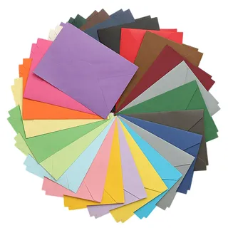 Maykafay Umschläge, 50 Stück Farbige Briefumschläge Kraftpapier, Briefkuvert Briefhülle, Umschlag B6-12.5 * 17.5cm Kuverts für Grußkarten Einladung Geburtstagskarten
