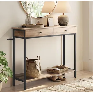 VASAGLE Konsolentisch 100 x 30 x 75 kamelbraun-tintenschwarz