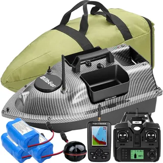 500M GPS Köderboot Futterboot mit Echolot und GPS Ferngesteuertes Spielzeugboot,Futterboot mit Hakenlöser,LCD Fischfinder mit Sonarsensor,Batteri... - Schwarz