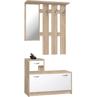AVANTI TRENDSTORE Garderobe, weißes Eichenholz, circa 95 x 180 x 25 cm