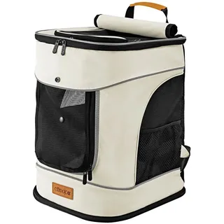 CADOCA CADOCA® Haustierrucksack bis 20 kg verstellbare Gurte faltbar Kurzleine Haustier Tragetasche Hunderucksack Katzenrucksack Katze Hund Rucksack Beige
