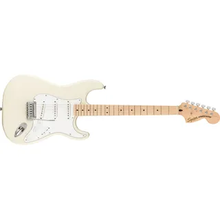 Squier Fender Affinity Series Stratocaster E-Gitarre, Ahorn-Griffbrett, Olympic White