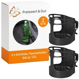 Preiswert & Gut 2x Getränkehalter flex. Befestigungswinkel 12,8x8,7x12,1cm – Universeller Flaschenhalter bis zu 1,5L – Becherhalter