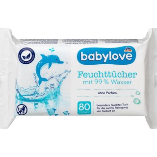 Babylove Feuchttücher und co (1x 80 Tücher, 99% Wasser Feuchttücher)