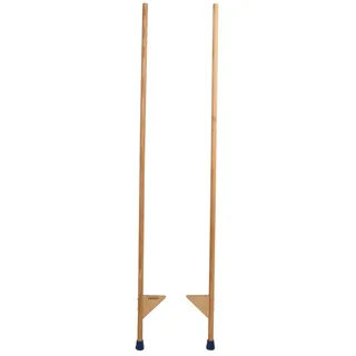 pedalo® Balanceboard Stelzen I verstellbare Holzstelze Esche I Antirutsch-Gummifüße, stabil, ergonomisches Greifen, 7-fach höhenverstellbare Fußrasten beige 170 cm