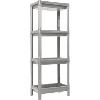 Ondis24 Badregal 38 x 23 x 100 (H) cm, Kunststoffregal, Steckregal, Badezimmerregal, Haushaltsregal schmal, 4 Böden (Grau)