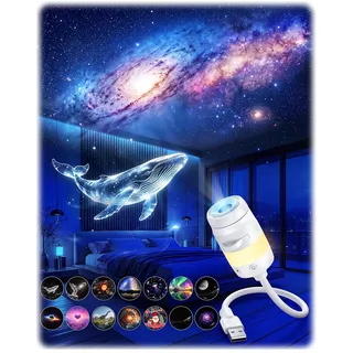 Tyreses LED Sternenhimmel Projektor Nachtlicht 2-in-1,USB Galaxy Projektor