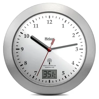 MEBUS Funk Wanduhr 17,0 cm 41124 silber
