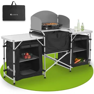 Juskys Campingküche Garda - Outdoor Küche faltbar mit Schrank - klappbare Küchenbox in Schwarz