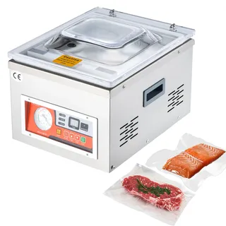 Vevor Vakuumierer DZ-260A Kompakter Profi-Kammervakuumierer 180W Motor Kammervakuumierer 6,5 cbm/h Vakuumiergerät 33x25cm Dichtungsgröße Geeignet für Haushalten Supermärkten Lebensmittelfabriken,