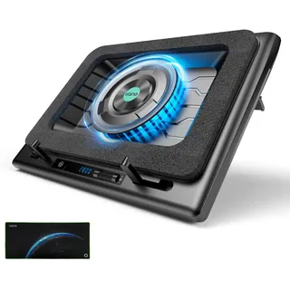 llano Gaming Laptop Kühler Kühlpad mit stufenloser Touch-Bedienung& Mauspad 3-Port USB A Extra-groß Leistungsstarker Turbo-Lüfter Dichtungsschaum für 15-19'' Computer Notebook (Kein RGB)