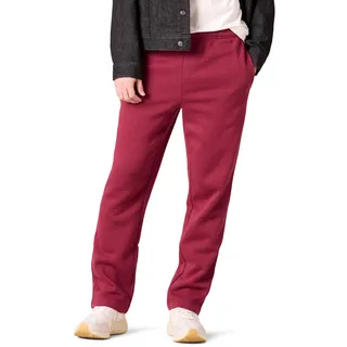 Amazon Essentials Herren Fleece-Jogginghose mit offenem Saum (erhältlich in Übergrößen), Dunkelrot, L
