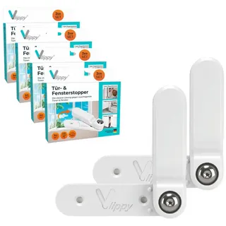 vlippy Tür- & Fensterstopper 8 Stück Verhindert das Zuschlagen von Fenstern & Türen, endlich Lüften ohne Sorge | Einfache Montage ohne Bohren - einfach kleben, vlippen, fertig