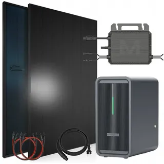 sunniva Balkonkraftwerk Full Black Bifazial 920 W inkl. 2,24 kWh Speicher + 2 x 460 W N-Typ Glas-Glas Bifacial Module
