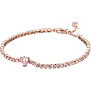 Pandora Funkelndes Herz Tennisarmband in 14 Karat Rosévergoldeter Metalllegierung mit Künstlichen Kristallen 580041C01-16 Größe 16