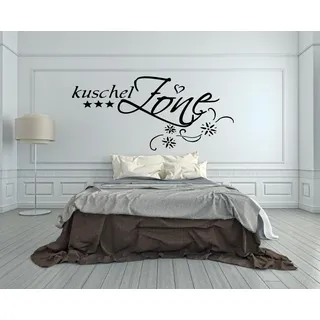 XL Wandtattoo fürs Schlafzimmer Text ~ Kuschelzone, Liebe ~ 72029-110x58 cm, Wandaufkleber Aufkleber für die Wand, Tapetensticker aus Markenfolie, 32 Farben wählbar