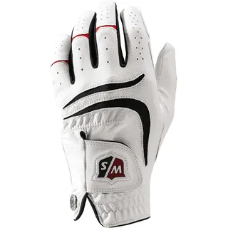Wilson Staff Herren Golfhandschuh, Grip Plus, Material-Kombi, Größe: M, Linkshand, MLH, weiß, WGJA00680M
