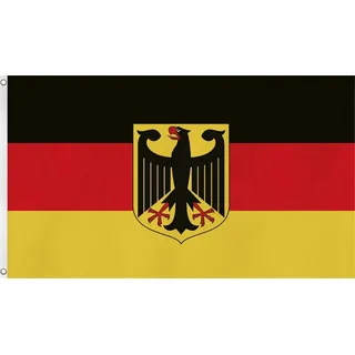 Fahne/Flagge mit zwei Metallösen zur Befestigung und zum Hissen - Größe 90 x 150 cm Farbe Adler Deutschland
