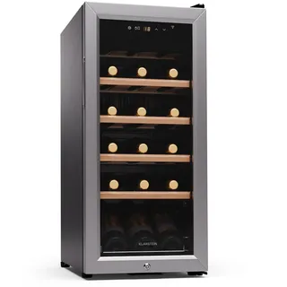 Klarstein Weinkühlschrank,1 Zone Getränkekühlschrank, Leiser Indoor/Outdoor Kühlschrank, 50 Liter Flaschenkühlschrank Klein, Weinschrank für 18 Flaschen,