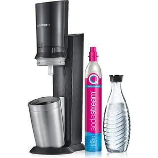 Sodastream Crystal 3.0 schwarz + 1 Glaskaraffe + Zylinder