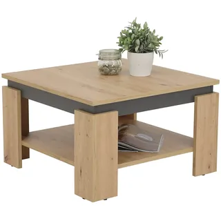 Hela Couchtisch Tim, Quadratisch, Holzwerkstoff melaminbeschichtet, farbiger Tischkranz, Artisan/Anthrazit, 68 x 68 x41cm