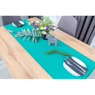 NIBLO Tischdecke Tischläufer Tischtuch Tischwäsche Tischdekoration Tafeltuch (Türkis, Tischläufer - 40 x 140 cm)