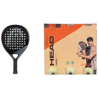 HEAD Evo Speed 2023 Padelschläger, schwarz & Unisex – Erwachsene 3B PADEL-6DZ Padelball, Gelb, Multipack: 3 Bälle