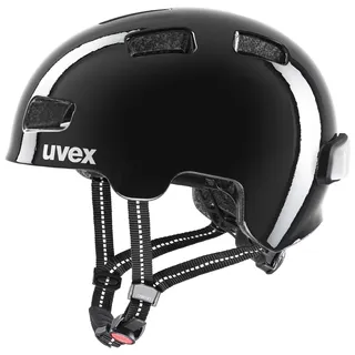 Uvex hlmt 4 reflexx - Leichter Kinder-Helm für Kinder - individuelle Größenanpassung - inkl. LED-Licht - Black 51-55 cm