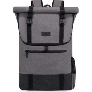 None LOVEVOOK Rolltop Laptop Rucksack 17,3 Zoll Wasserdicht Uni Arbeit Reisen Business Grau