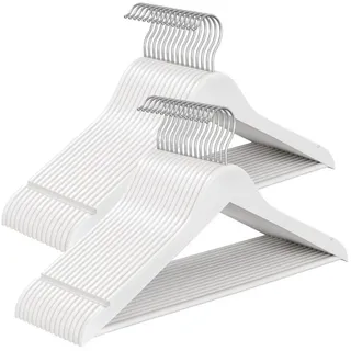 Songmics Kleiderbügel Holz, 30er Set,Holzbügel schlank, Bügel, Einkerbungen im Schulterbereich, Hosenbügel, 360° drehbarer Haken,