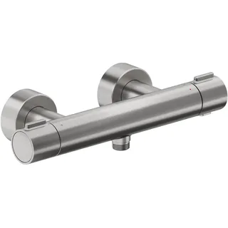 Duravit Thermostatarmatur Brausethermostat Aufputz rund für 1 Verbraucher Edelstahl gebürstet TH4220000070