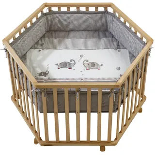 roba Laufgitter 6-eckig 106 x 121 cm weiß Bodenfarbe jumbo twins grau