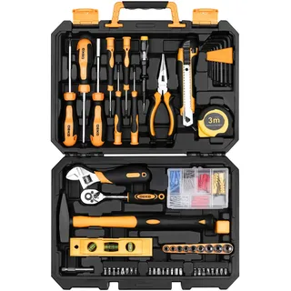 DEKO 138-teiliger WerkzeugSet,Universal DIY Handwerkzeuge Haushalts-Werkzeugkoffer mit Aufbewahrungskoffer aus Kunststoff für Damen oder Herren