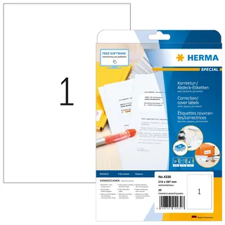 Herma Etiketten 4230 weiß 210,0 x 297,0 mm, 25 Blatt